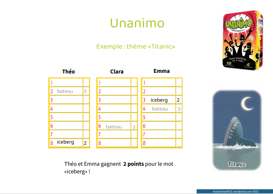 Mobiliser ou découvrir du lexique : le jeu Unanimo (avec PDF d